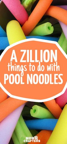 a pile of colorful plastic noodles with the words a zillon things to do with pool noodles