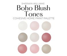 the cover of shewin williams's boho blush tones, with different colors