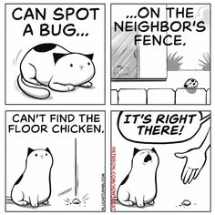 a comic strip with two cats and one dog saying it's the right floor