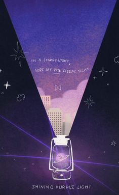 an advertisement for the shining purple light