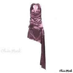 Olivia Mark - Chic Layered V-Neck Halter Neck Dress from Fashion Collection Collar Neck Dress, Socialite Style, Purple Satin, Spring Women, Satin Mini Dress, Halterneck Dress, High End Fashion, Types Of Skirts, Club Dresses