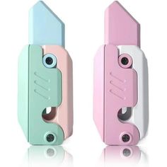 two different colored lighters sitting next to each other