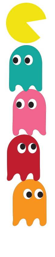 five different colored masks with eyes and one has an eyeball in the top right corner