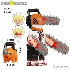 Chainsaw Man Denji & Pochita Lego Minifigures Anime Lego, Manga Magazine, Chainsaw Man Denji, Custom Lego Minifigures, Tatsuki Fujimoto, Chainsaw Man Anime, Spiderman Gifts, Lego Diy, Lego Custom Minifigures