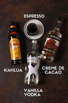 the ingredients for an alcoholic drink are shown