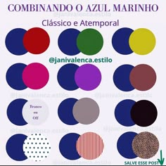 a poster with different colors and shapes for the word, comunindo o azul marina