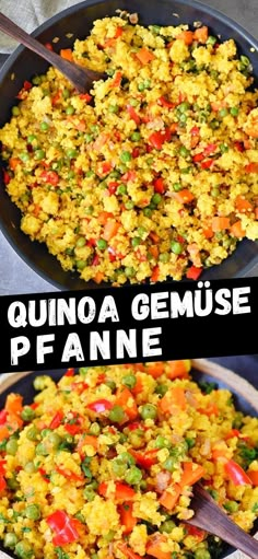 quinoa pilaf with vegetables in a skillet