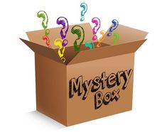 a box with question marks coming out of it and the words mystery box on top