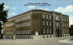 an old photo of a church with the name temple baptist church on it's side