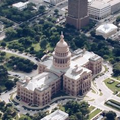 an aerial view of the state capitol building in washington d c, taken from above