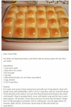 the recipe for bread rolls is shown in an article about how to bake them