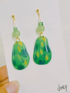 Forest Shrink Plastic Earrings | Jewelry | Three Fleas Trendy Handmade Drop Clip-on Earrings, Trendy Pierced Resin Jewelry, Playful Jewelry Set With Drop Earrings, Playful Jewelry Set With Matching Drop Earrings, Playful Drop Earrings With Ear Wire, Playful Green Drop Earrings, Hypoallergenic Green Enamel Jewelry, Playful Green Jewelry With Matching Earrings, Trendy Hand Painted Jewelry Gift