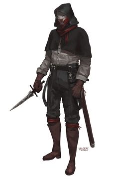 Thief Character Art, Assassin Character Design Male, Dnd Thief, Thief Character Design, Assassin Character Design, Thief Character, Creepy Sketches, Rogue Character, Rogue Assassin