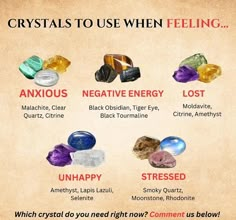 ✨ Feeling anxious, stressed, or just need a positivity boost? We’ve got the perfect crystals for you! 🌟 Share your current mood and we’ll recommend the best crystal to support you. 🌿💎 Comment below! 👇 #crystals #crystalmagic #crystalmagic #crystalhealing #stressrelief #anxietyrelief #selfcare #livingforthedead Crystals For Irritability, Crystals For Calming Anger, Crystals For Exhaustion, Crystals For Illness, Crystals For Jealousy, Crystals For Anger Issues, Crystals For Sickness, Crystals For Fear, Crystals For Concentration