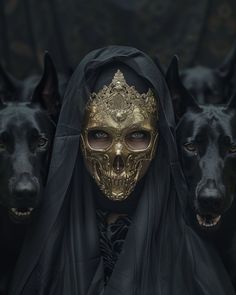 Golden Mask Aesthetic, Goth Headscarf, Akasha Aesthetic, Black Masquerade Mask Aesthetic, Gothic Portrait Photography, Masquerade Aesthetic Dark, Aesthetic Mask Design, Black Magic Aesthetic, Fantasy Masquerade