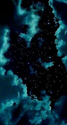 the night sky is filled with stars and clouds, as well as some dark blue hues