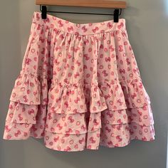 Pink Strawberry And Bow Print Petticoat Skirt. Elastic Waistband, Pull On Style. Side Pockets. 100% Cotton. Measures Approximately 15” Across Waist And 19.5” From Waist To Hem. Nwt Strawberry Skirt, Skirts Hot, Pink Plaid Skirt, Leather Skater Skirts, Black Plaid Skirt, Green Plaid Skirt, Strawberry Matcha, Petticoat Skirt, Y2k Mini Skirt