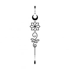 a black and white drawing of a flower hanging from a hook with the moon in the background