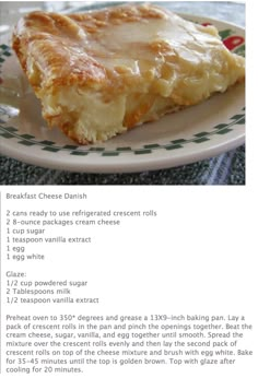 a recipe for cream cheese danish on a plate