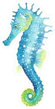 a blue sea horse with bubbles on it's body