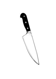 a black and white drawing of a knife on a white background with clippings