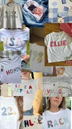 many different pictures of children's shirts and t - shirts with letters on them