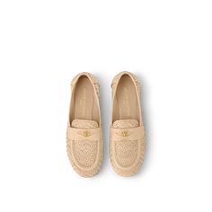 LOUIS VUITTON® - Soho Flat Loafer - Natural Luxury Flat Loafers For Spring, Luxury Slip-on Loafers With Woven Sole, Luxury Spring Loafers With Round Toe, Luxury Round Toe Loafers For Spring, Elegant Flats With Woven Sole And Round Toe, Elegant Loafers With Woven Sole And Round Toe, Luxury Spring Loafers With Removable Insole, Luxury Loafers With Textured Sole, Luxury Loafers With Removable Insole And Flat Heel