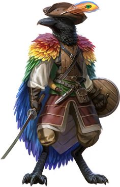 crow bird humanoid character concept traveler fighter Bird People, Pathfinder Character, Character Ideas