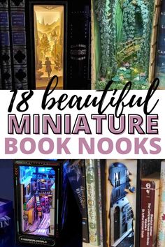 This post is all about beautiful miniature book nooks you'll love. From Miniature book nook ideas and miniature book nook kits to diy miniature book nooks Booknook Miniature, Book Nook Ideas Diy Bookshelves, Book Nooks Diy, Book Nook Miniature Diy, Booknook Tutorial, Diy Book Nook, Booknook Ideas, Book Nook Ideas Diy, Book Nook Ideas