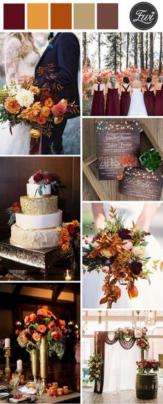 a collage of photos with flowers and wedding cake