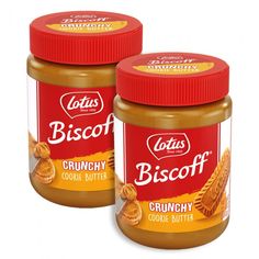 two jars of biscott crunchy cookie butter