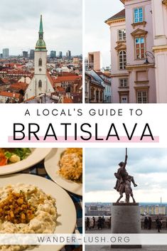 a collage of photos with the words, a local guide to bratislava