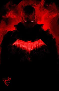 the dark knight in red and black