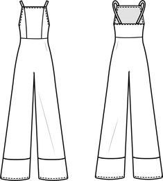 the front and back views of a jumpsuit