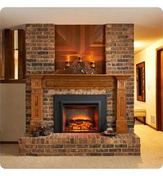 a living room with a fire place in it