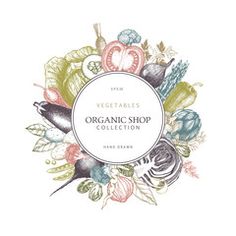 an organic shop logo with flowers and birds