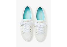 Put some sparkle in your step. | Kate Spade Trista Sneakers, Optic White - 6.5 Kate Spade New York, Cotton Twill, Kate Spade, Sparkle, Lace Up, New York, Sneakers, White