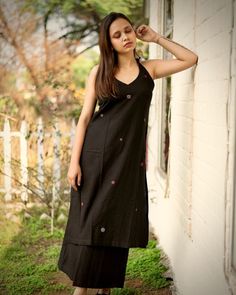 Black dress for women|Halter tunic set for women Halter Neck Kurti, Simple Dress Casual, Angrakha Style, Simple Saree Designs, Simple Kurta Designs, Western Wear Outfits, Simple Kurti Designs, Frock For Women, Stylish Short Dresses