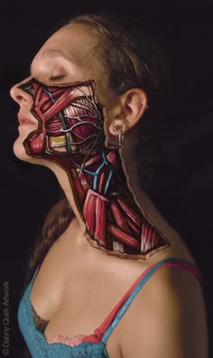 a woman's face with the muscles visible