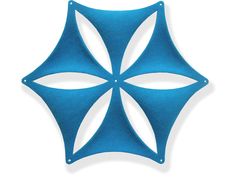 a blue and white umbrella on a white background in the shape of a flower ornament