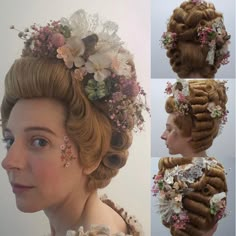 Royal Moodboard, Vintage Hairdo, Hair Styles Reference, Marie Antoinette Masquerade, 1910s Hair, Versailles Ball, Colonial Wigs, Flower Hairstyles, Royal Hairstyles