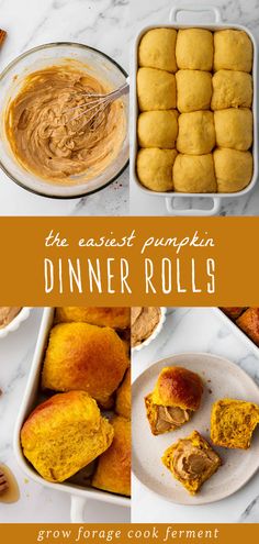 Try the easiest pumpkin dinner rolls that are soft, fluffy, and perfect for fall meals. Made with pumpkin puree, these rolls are delicious with soups, stews, or slathered with cinnamon butter for a sweet twist. Ideal for Thanksgiving or Christmas feasts! Find more dinner rolls recipe, bread rolls, yeast bread, and Thanksgiving Sides at growforagecookferment.com. Thanksgiving Bread, Fall Meals, Baking Bread Recipes