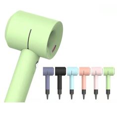 an electric hair dryer with five different colors