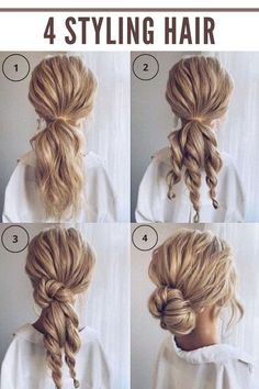 Styling Hair at Home Simple Diy Hairstyles, Buns Braids, Low Buns, Bridal Braids, Easy Hair Updos, Wedding Hair Inspiration, Makeup Homecoming, Bridesmaid Makeup, Wedding Hair And Makeup