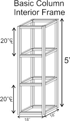 the measurements for a bookcase with three shelves on each side and one shelf below