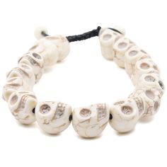 PRICES MAY VARY. Our skull bead bracelet is handmade in Nepal from yak bone. Each bead is hand carved and strung on black cord. The bead size may slightly vary on each bracelet, based on the artists choice. Adjustable from approximately 9 inches. Nepal. Tibetan Skull, Bone Bracelet, Bones Bracelet, Skull Beads, Discover Card, Beaded Skull, Ancient Wisdom, Bead Bracelet, Nepal