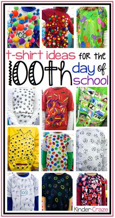 an advertisement for the 100th day of school, with many different patterns and colors on it