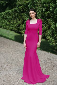 Artemis Evening Gown Many Colors – CaeliNYC Evening Gown With Sleeves, Gown With Sleeves, Gown Elegant, Evening Gowns With Sleeves, Como Wedding, Matte Fabric, Evening Gowns Elegant, Colorful Wedding