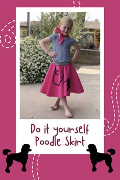 How To Make A Poodle Skirt | DIY Sewing Tutorial Kids Poodle Skirt, Poodle Skirt 50s, Girls Poodle Skirt, Poodle Skirt Outfit, Decades Day, Sew Halloween Costume