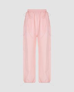 Details: Long pink cargo pants with drawstring designBottom Length: LongMaterials:95% Polyester + 5% Spandex Sporty Straight Cargo Pants For Spring, Pink Stretch Pants With Drawstring, Stretch Pink Pants With Drawstring, Sporty Straight Cargo Pants For Summer, Pink Drawstring Sweatpants For Streetwear, Pink Baggy High-waisted Parachute Pants, Loungewear Parachute Pants With Pockets, Loungewear Straight Parachute Pants With Pockets, Straight Parachute Pants For Loungewear